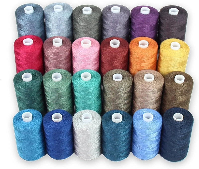 BlesSew Sewing Thread - 24 Spools of Polyester Thread for Sewing Machine for Beginners, Hand Stitching & Quilting - 1000 yds per Spool in Dark Colors - Image 1